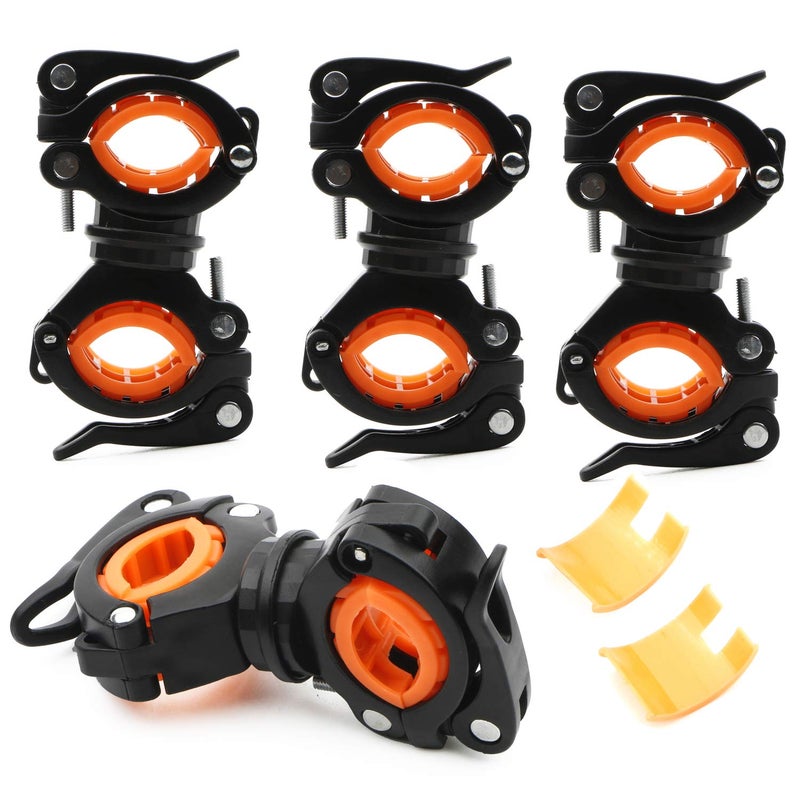 Rowiz Flashlight Holder, 360 Degree Rotation Bicycle Bike LED Light Torch Mount Clamp Clip Holder Grip Bracket, Bike Flashlight Mount, Pack of 4 - Image 1